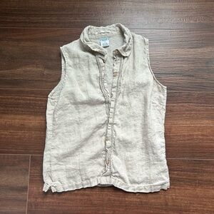 Old navy linen sleeveless button down shirt